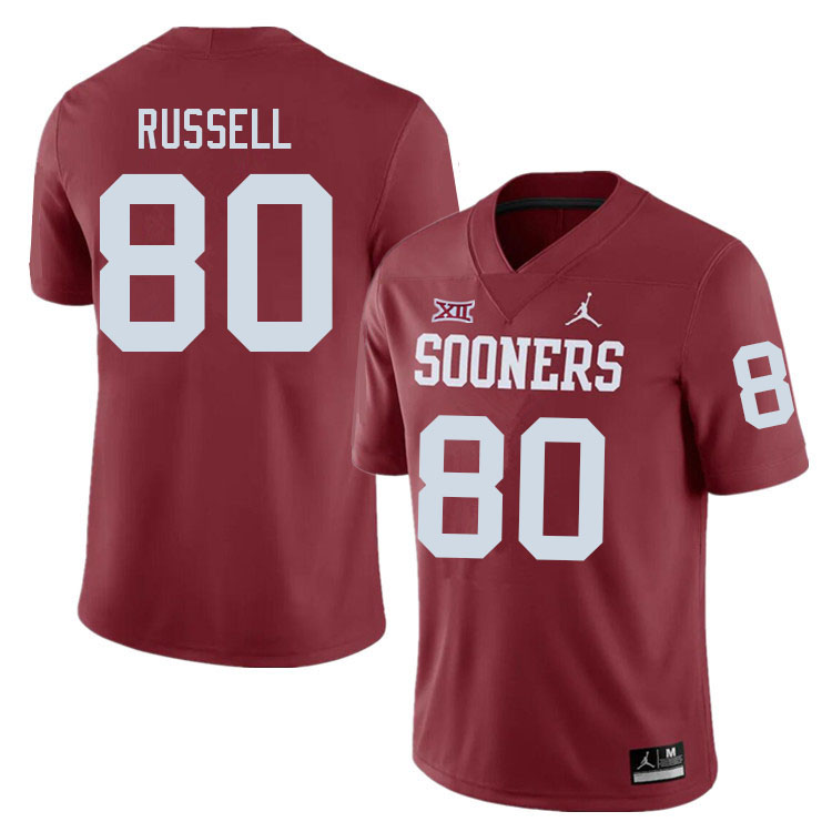 Men #80 Kayhon Russell Oklahoma Sooners College Football Jerseys Sale-Crimson